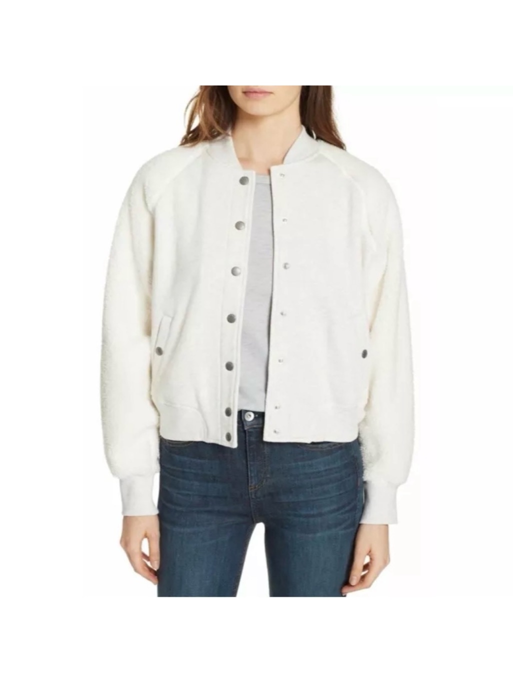 Rag And Bone Women's Cream Button-Front Sherpa Jacket